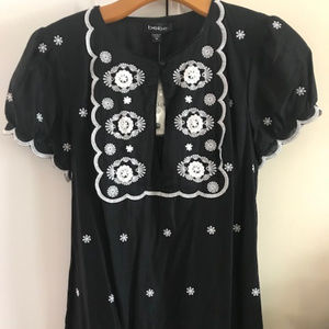 Bebe Black & White Embroidered Dress